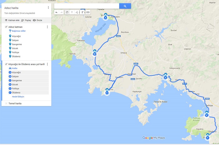 Google Haritalar ile Rota Planlaması